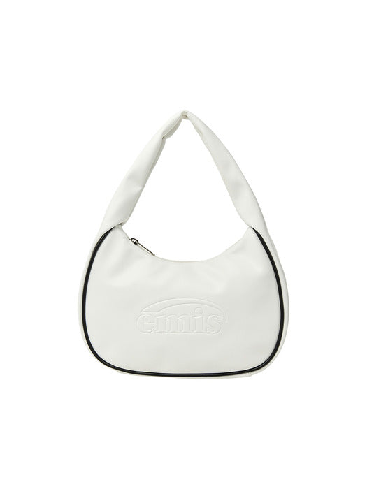 Emis Embossed Logo Hobo Bag-White