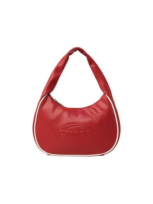 Emis Embossed Logo Hobo Bag-Red