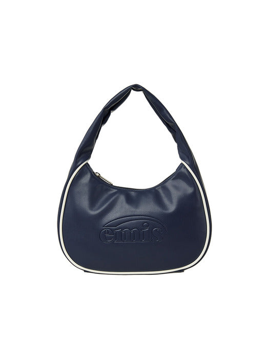 [emis] EMBOSSED LOGO HOBO BAG-NAVY