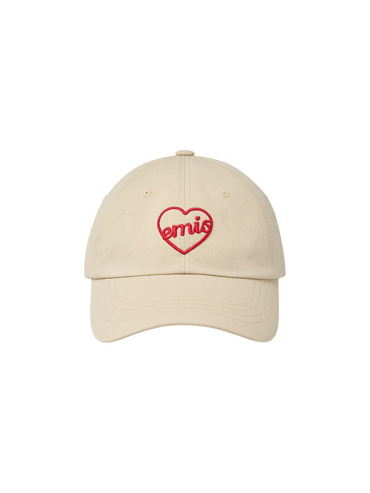 Emis Heart Ball Cap-Light Beige