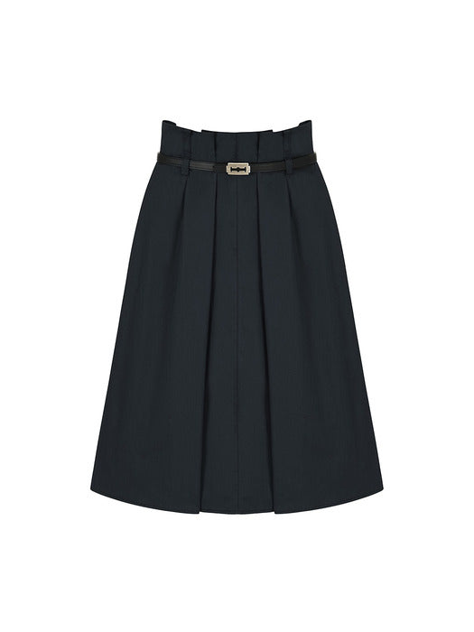 [vunque] Pintuck Skirt Navy