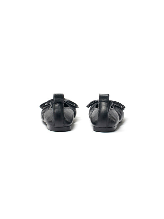 RIBBON BALLET FLAT SHOES IN BLACK