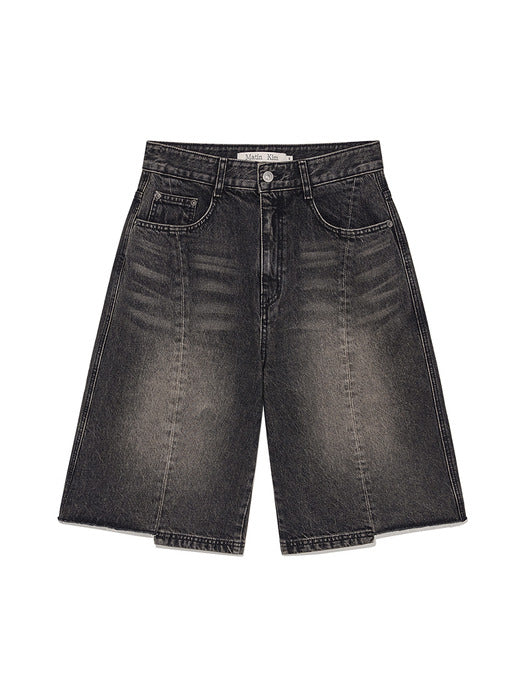 HEM POINT BERMUDA DENIM PANTS FOR WOMEN IN CHARCOAL
