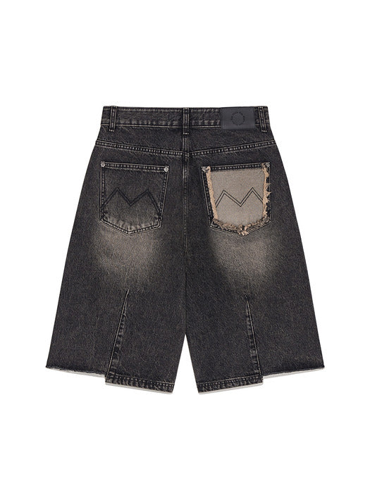 HEM POINT BERMUDA DENIM PANTS FOR WOMEN IN CHARCOAL