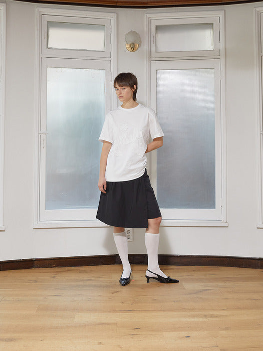 BERMUDA WRAP SKIRT PANTS IN BLACK