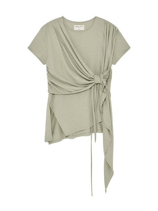 TIED DETAIL STRING TOP IN LIGHT KHAKI