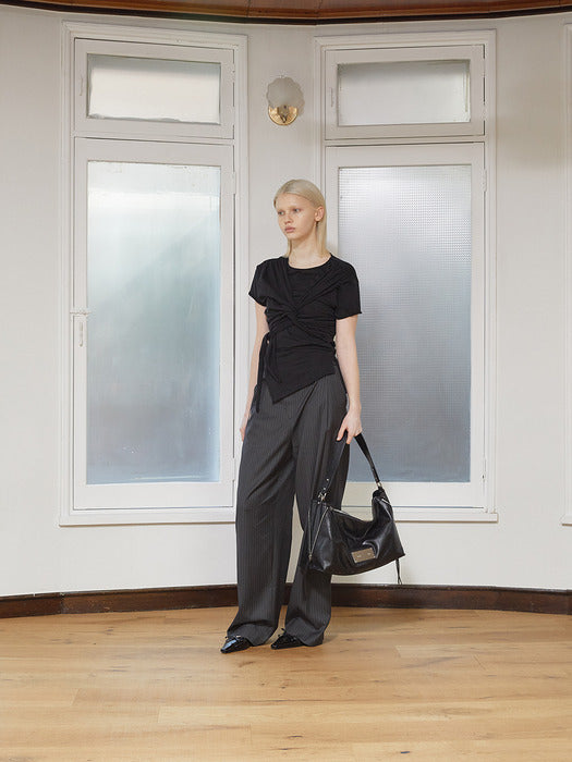 TIED DETAIL STRING TOP IN BLACK
