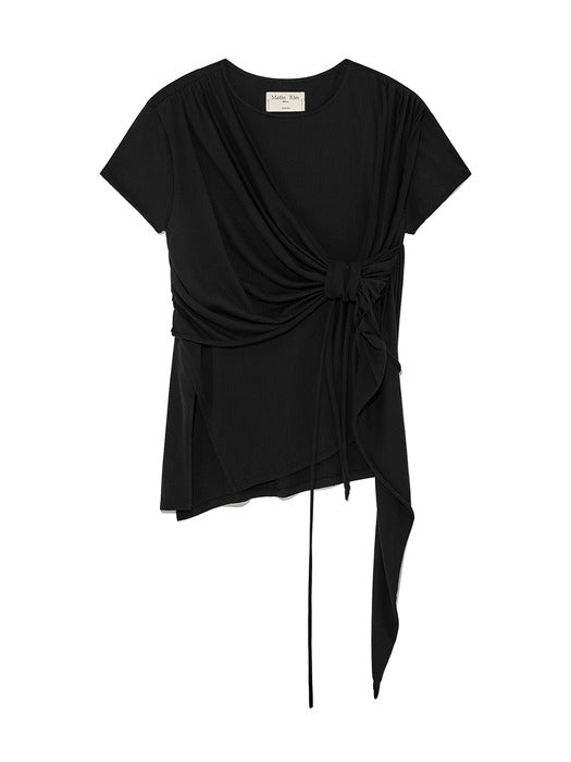 TIED DETAIL STRING TOP IN BLACK