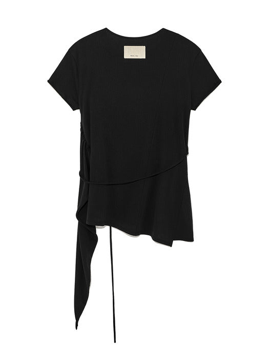 TIED DETAIL STRING TOP IN BLACK
