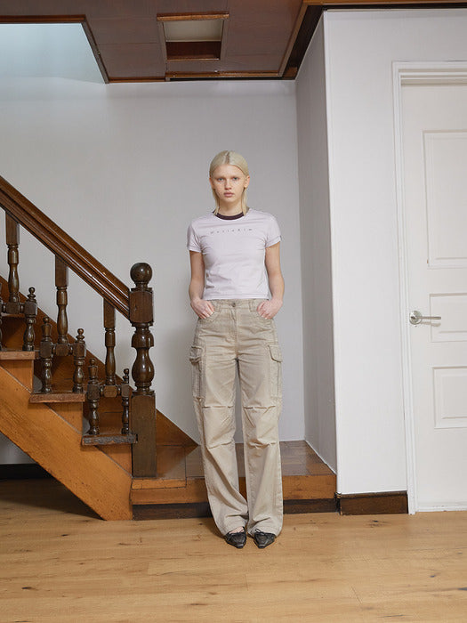 COLOR LINE POINT LOGO CROP TOP FOR WOMEN IN LILAC