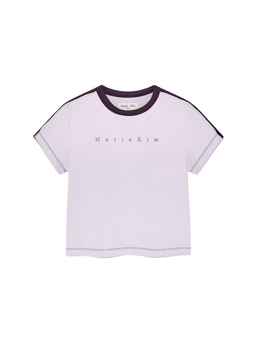 COLOR LINE POINT LOGO CROP TOP FOR WOMEN IN LILAC