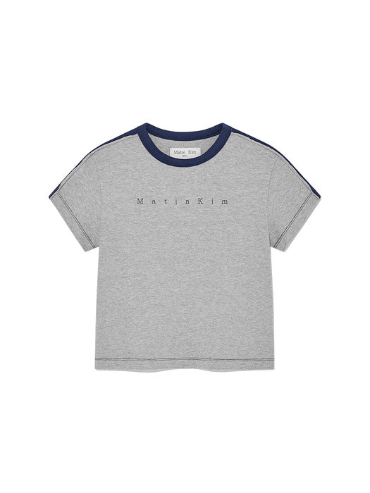 COLOR LINE POINT LOGO CROP TOP FOR WOMEN IN GREY