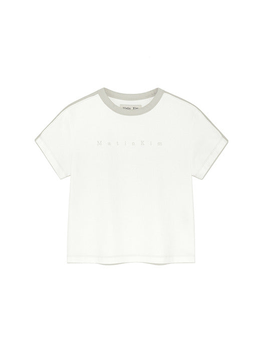 COLOR LINE POINT LOGO CROP TOP FOR WOMEN IN WHITE