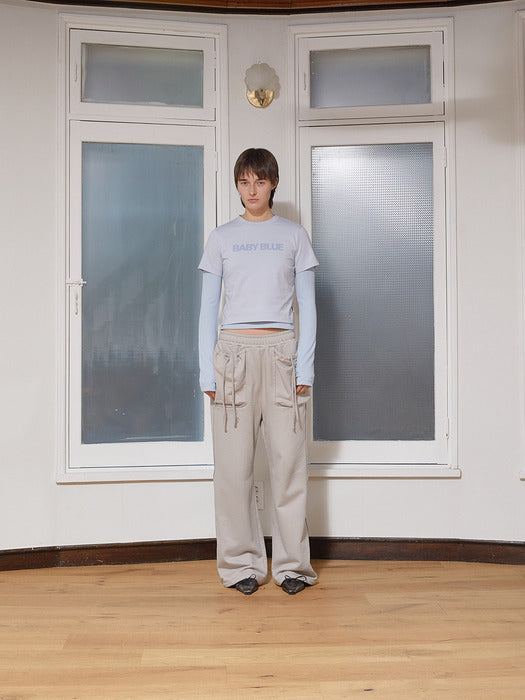 COLOR NAME PRINTING TOP IN LIGHT BLUE