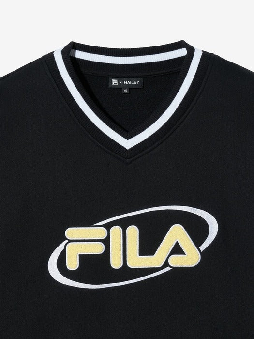 [fila] 헤일리비버 V-neck Sweatshirt_FS2POH2H92F_BLK