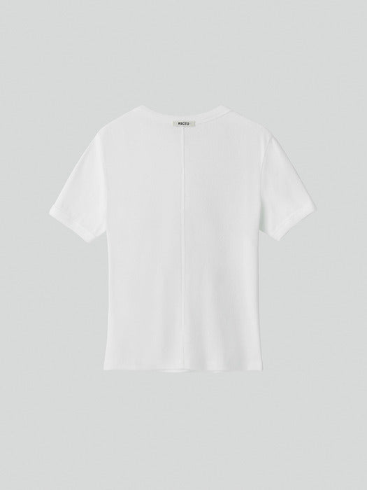 [recto] SHEER JERSEY FITTED T-SHIRT (OFF WHITE)