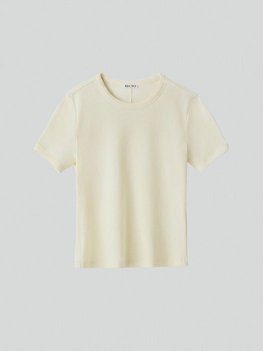 Recto Sheer Jersey Fitted T-Shirt (Cream)