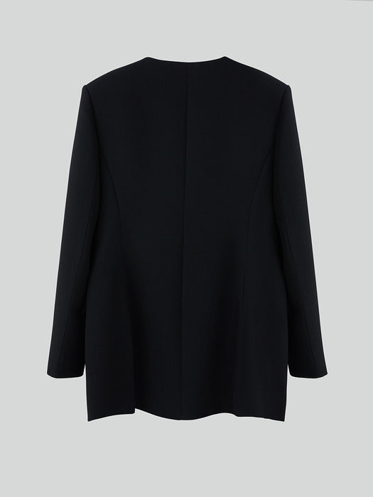 [recto] RC SIGNATURE CURVED NECK LONG JACKET (BLACK)