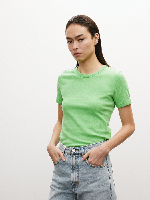 [recto] SHEER JERSEY FITTED T-SHIRT (WATERMELON GREEN)