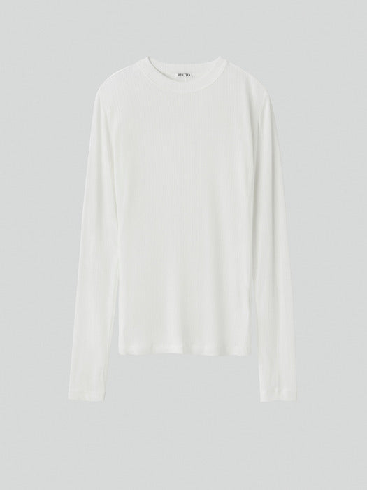 Recto Long Sleeves Sheer Jersey Top (Ivory)