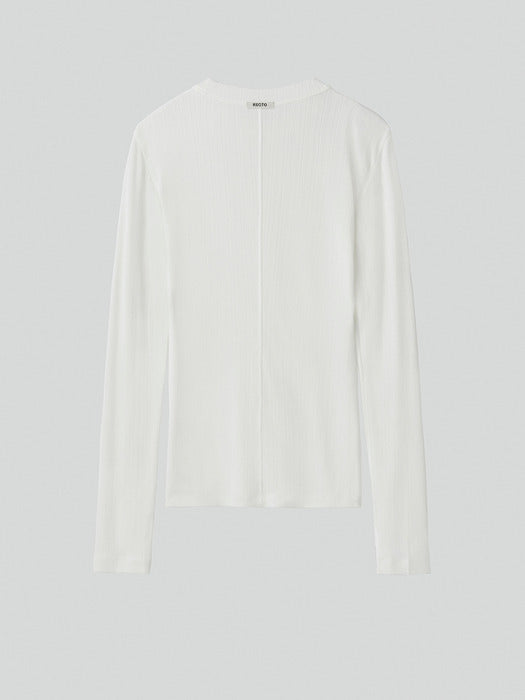 Recto Long Sleeves Sheer Jersey Top (Ivory)