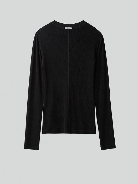 [recto] LONG SLEEVES SHEER JERSEY TOP (BLACK)