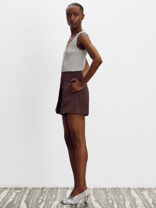 Recto V-Neck Ribbed Knit Tank Top (Light Grey)