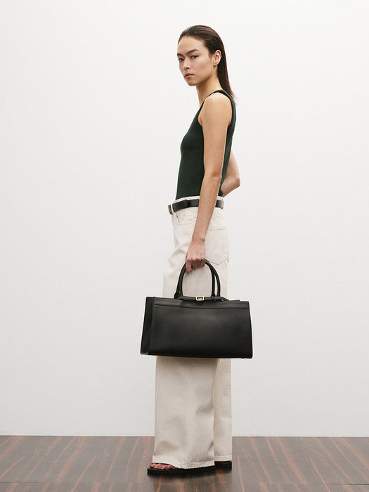 [recto] Scoop Neckline Compact Knit Top (Vintage Green)