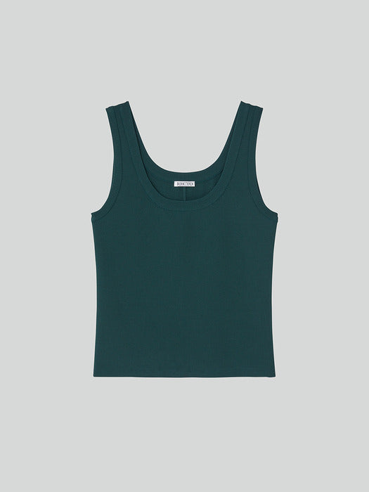 [recto] Scoop Neckline Compact Knit Top (Vintage Green)