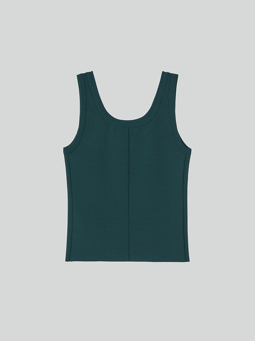 Recto Scoop Neckline Compact Knit Top (Vintage Green)