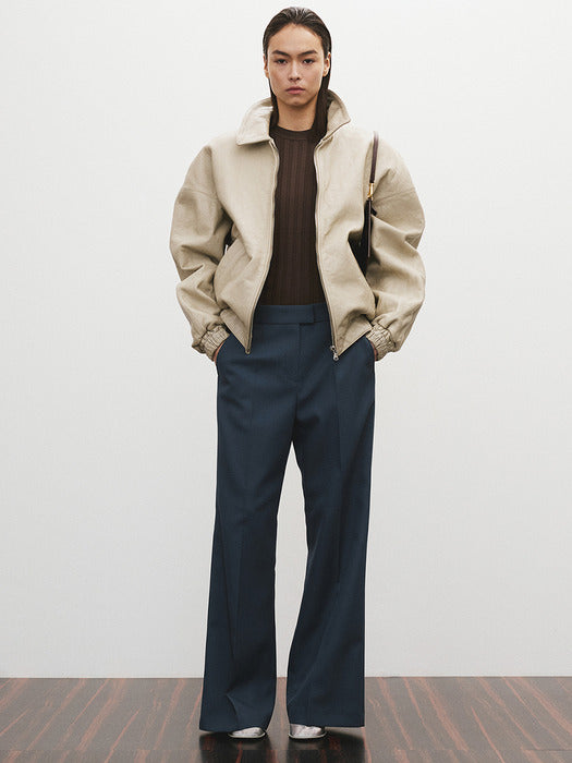 [recto] VINTAGE WASHING LUCAS LEATHER JUMPER (BEIGE KHAKI)