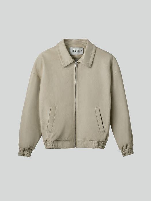 [recto] VINTAGE WASHING LUCAS LEATHER JUMPER (BEIGE KHAKI)