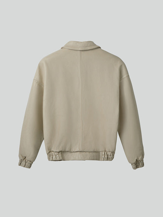 [recto] VINTAGE WASHING LUCAS LEATHER JUMPER (BEIGE KHAKI)