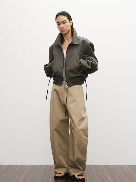 [recto] ZIPPER DETAILS STRUCTURED TIM BOMBER (CHARCOAL GREY)