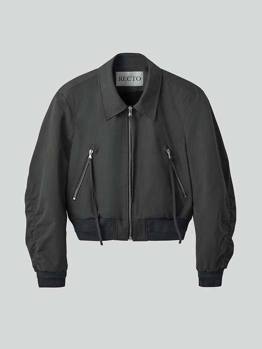 [recto] ZIPPER DETAILS STRUCTURED TIM BOMBER (CHARCOAL GREY)