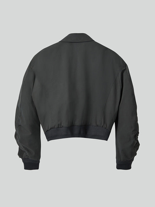 [recto] ZIPPER DETAILS STRUCTURED TIM BOMBER (CHARCOAL GREY)