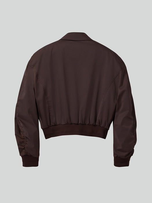 [recto] ZIPPER DETAILS STRUCTURED TIM BOMBER (RED BROWN)