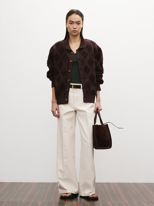 [recto] FRINGE JACQUARD KNIT CARDIGAN (VINTAGE BROWN)