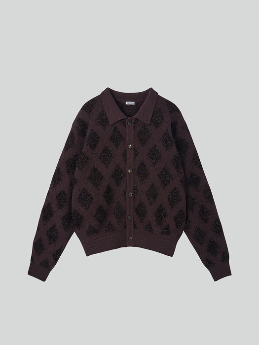 [recto] FRINGE JACQUARD KNIT CARDIGAN (VINTAGE BROWN)