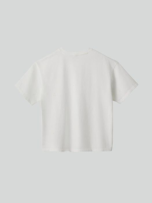 [recto] DIRTY VINTAGE DYEING DESTROYED T-SHIRT (WHITE GREY)