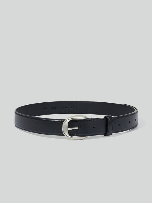 [recto] SIGNATURE ROUND BUCKLE BELT (SILVER)