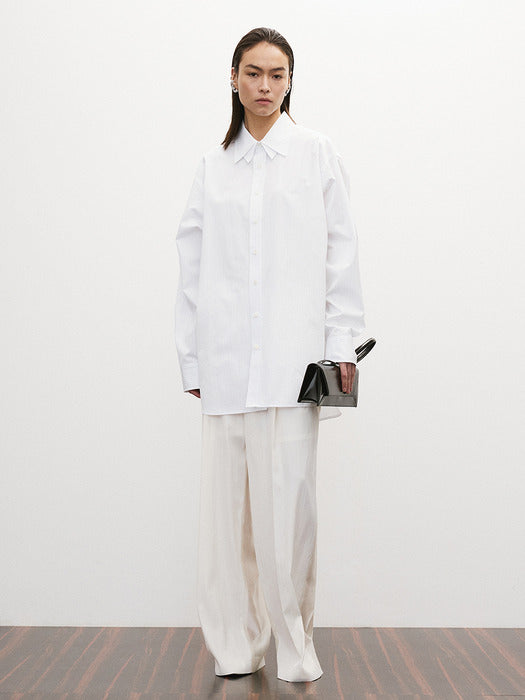 Recto Double Collar Stripe Shirt (Light Blue)