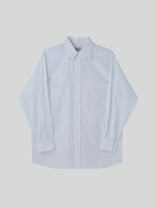 Recto Double Collar Stripe Shirt (Light Blue)