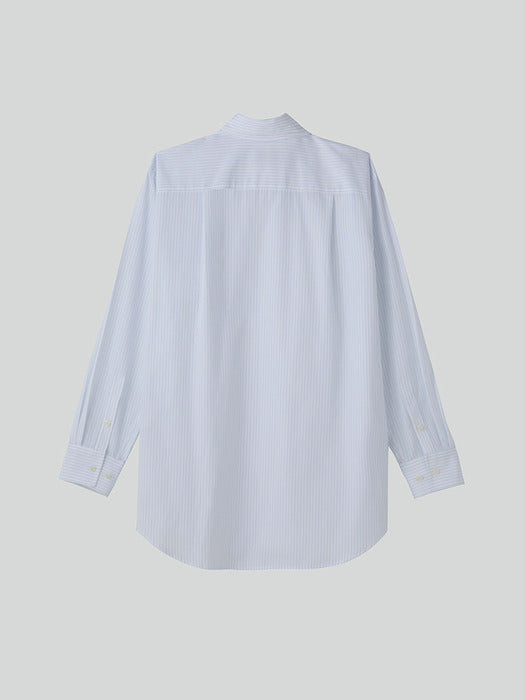 Recto Double Collar Stripe Shirt (Light Blue)