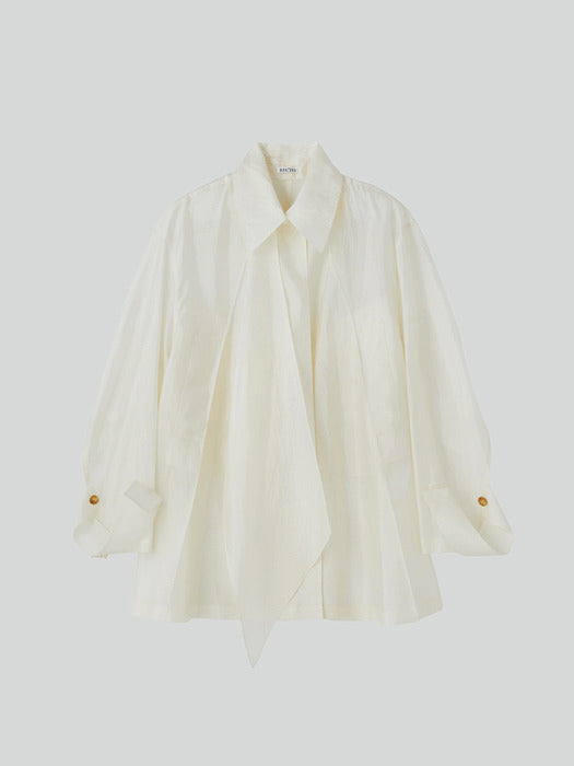 [recto] WIDE FIT SHORT SHEER TRENCH COAT (CREAM)
