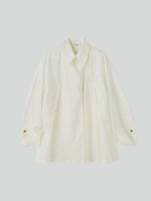 [recto] WIDE FIT SHORT SHEER TRENCH COAT (CREAM)
