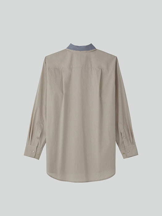 Recto Contrast Double Collar Shirt (Sepia Beige)