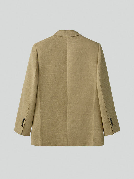 [recto] WOMENS OVERSIZE SINGLE BREASTED TWEED JACKET (KHAKI BEIGE)