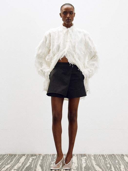 [recto] FRINGE EFFECT OVERSIZED SHIRT (OFF WHITE)
