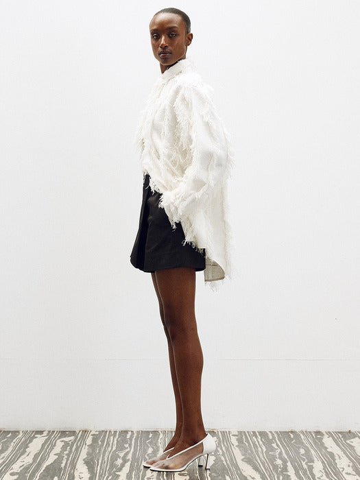 [recto] FRINGE EFFECT OVERSIZED SHIRT (OFF WHITE)